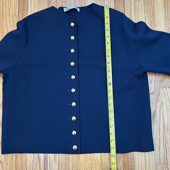 Zara Dark Academia Minimal Blue Knit Cardigan With Gold Buttons - Picture 9 of 9